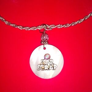 I ❤️ 2 Scrap Pearly Pendant Necklace & Free Gift